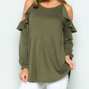 Kylie Olive Cold Shoulder Tee